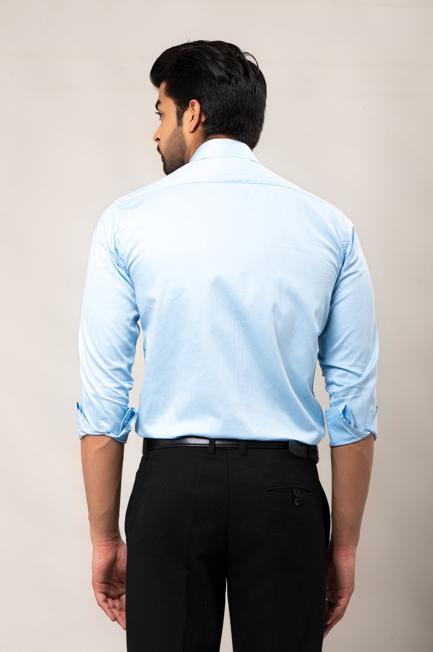 Sky Blue Solid-Colored Formal Shirt