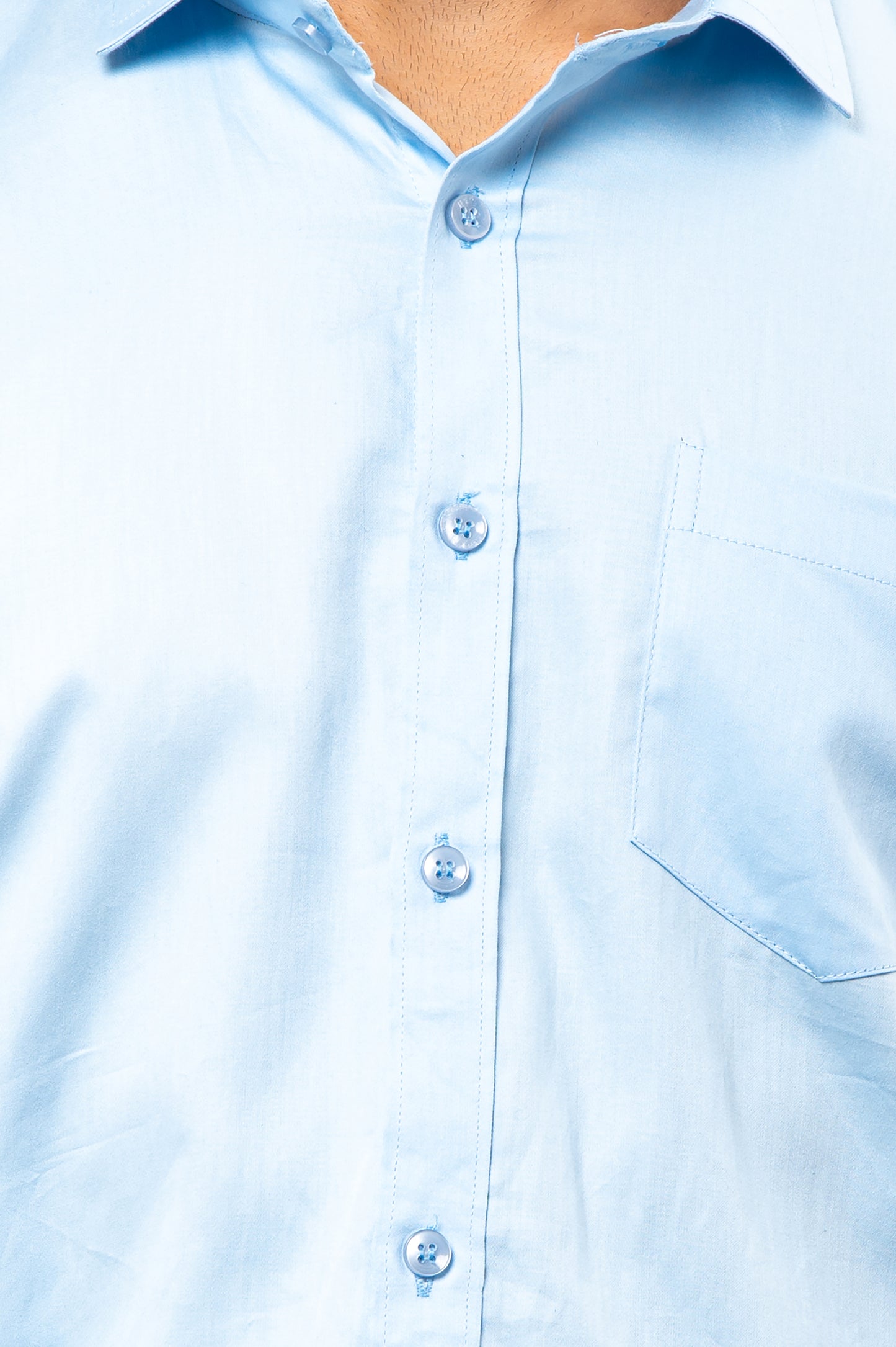 Sky Blue Solid-Colored Formal Shirt