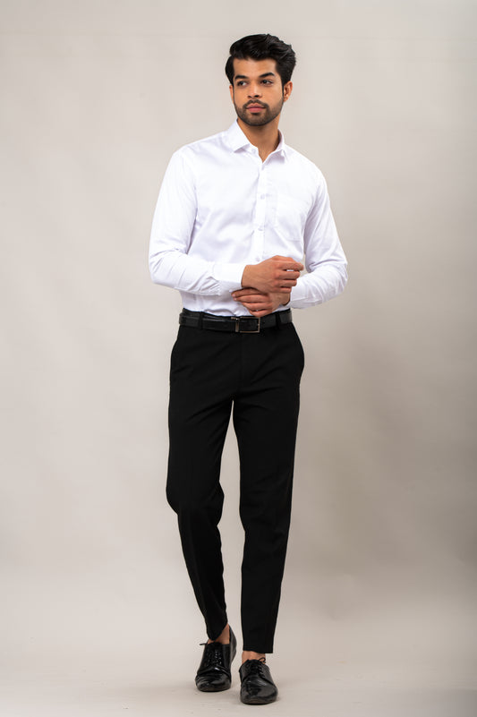 White Solid-Colored Formal Shirt