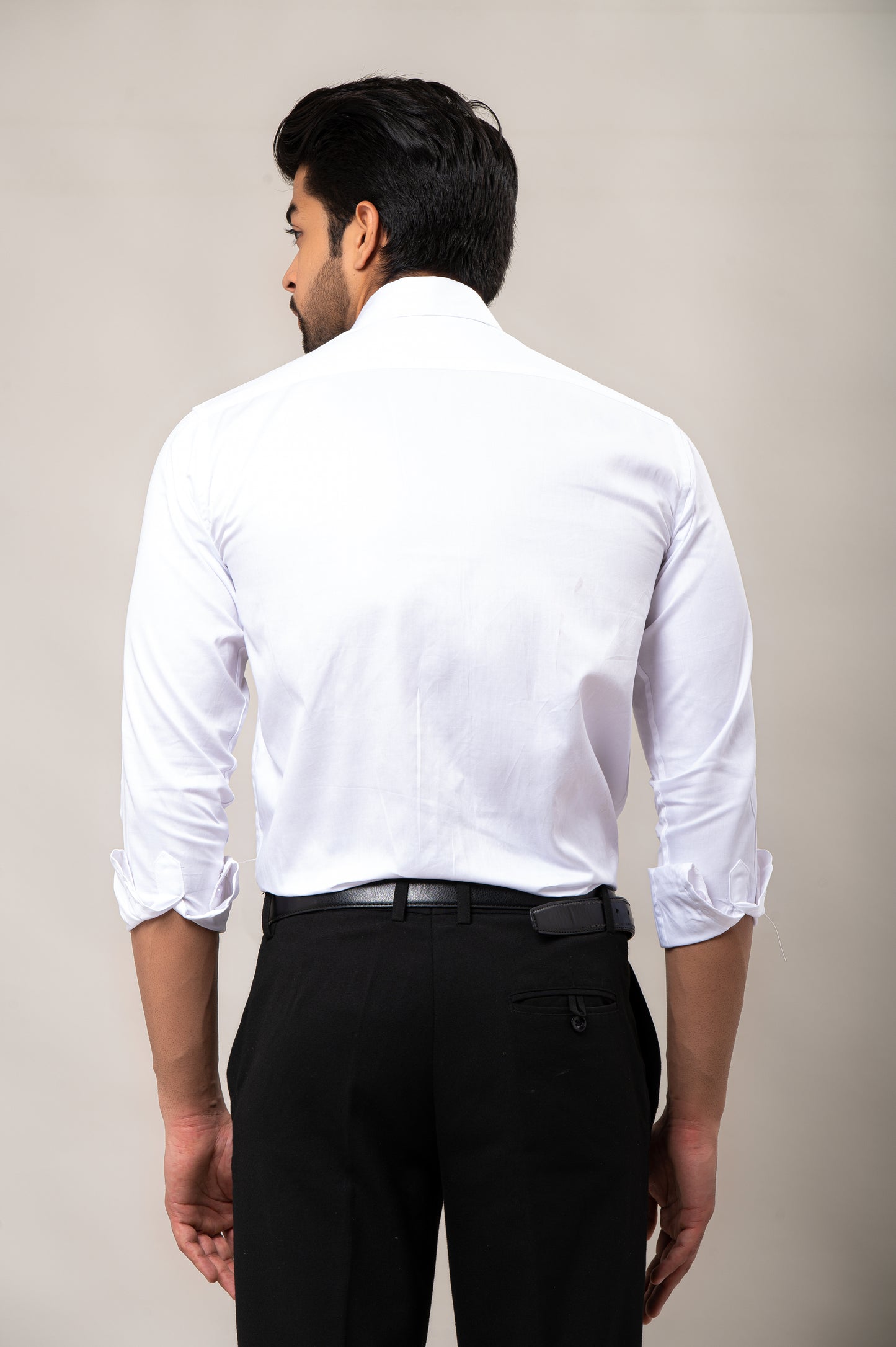 White Solid-Colored Formal Shirt