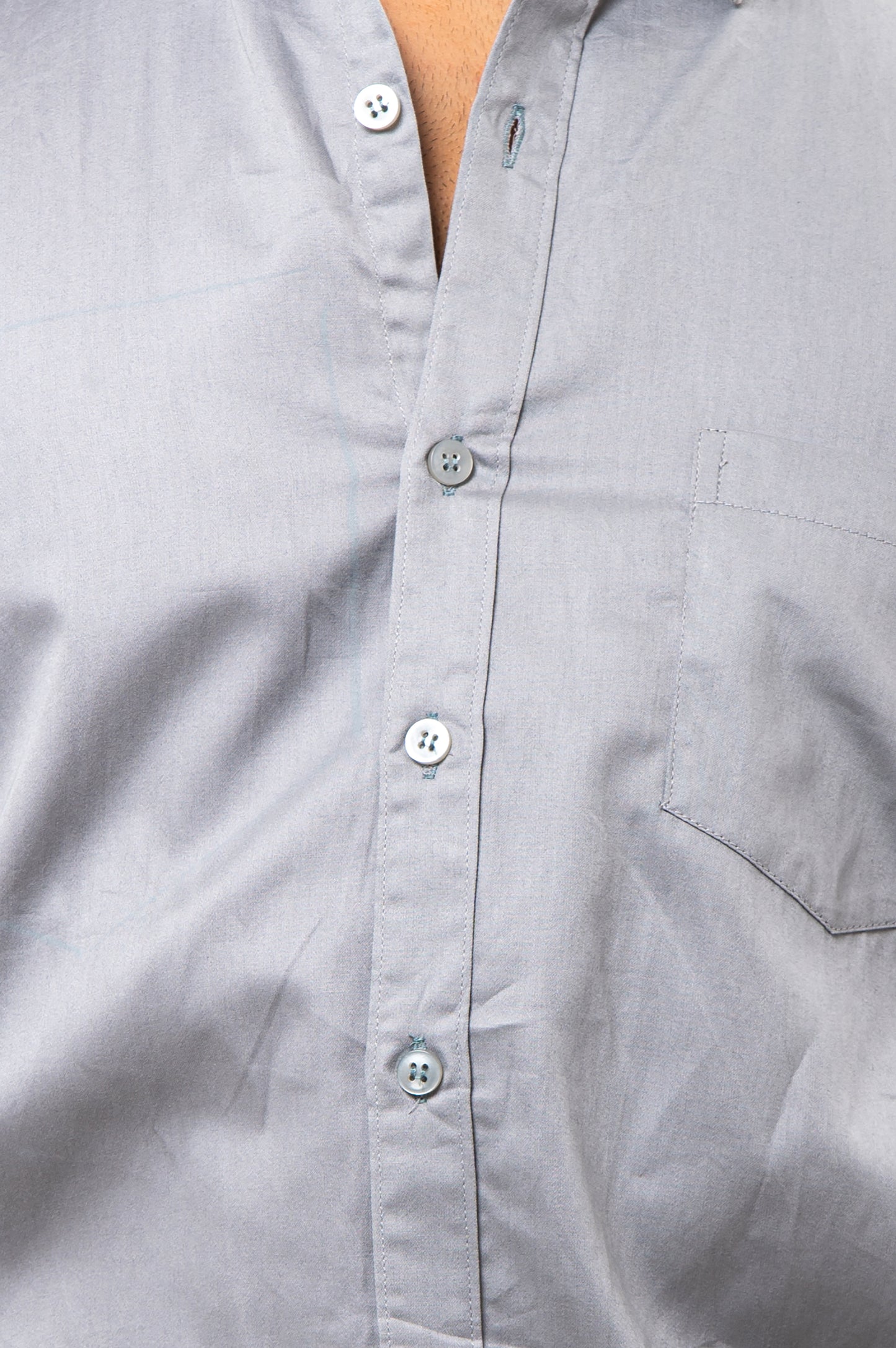 Grey Solid-Colored Formal Shirt