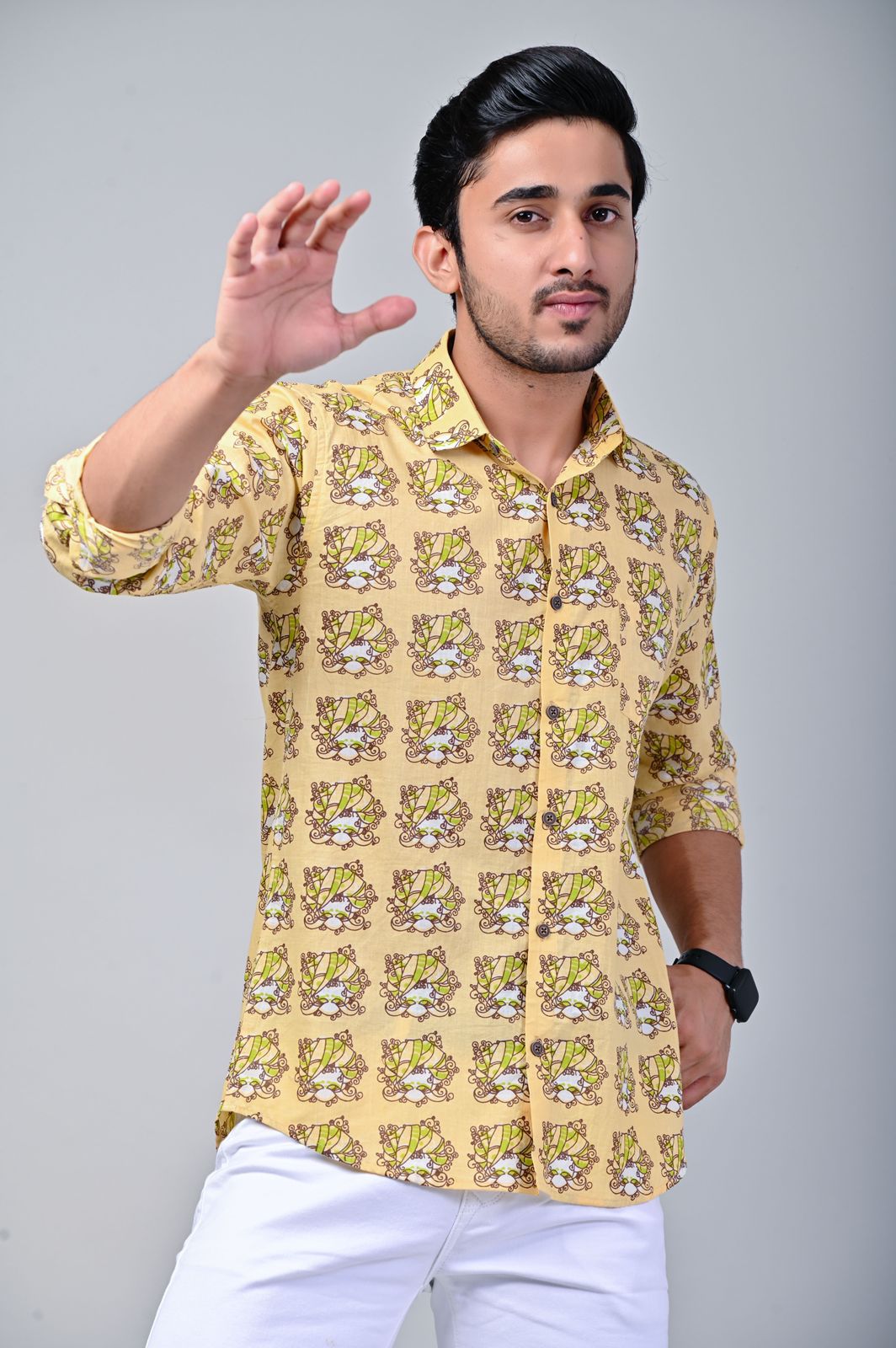 Yellow Turban Print Men’s Full Sleeve Shirt