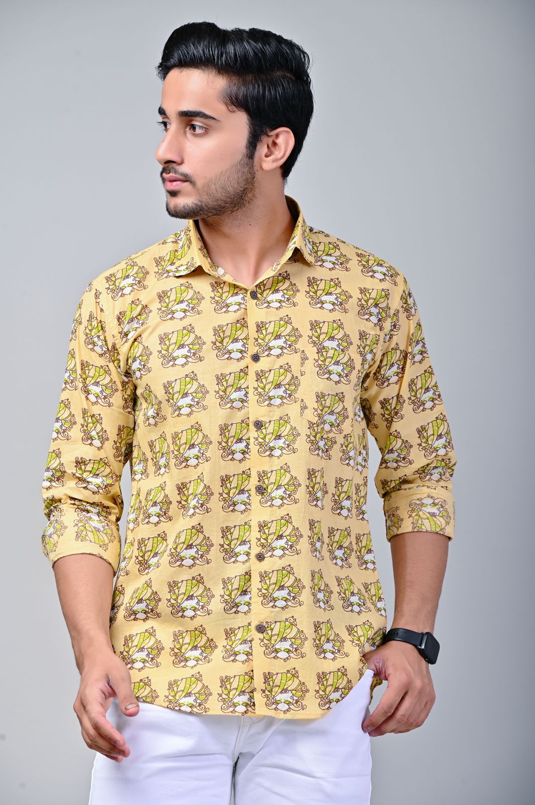 Yellow Turban Print Men’s Full Sleeve Shirt