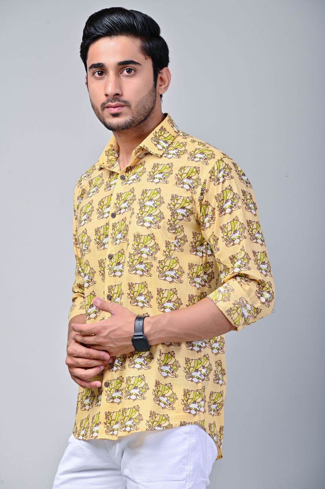 Yellow Turban Print Men’s Full Sleeve Shirt