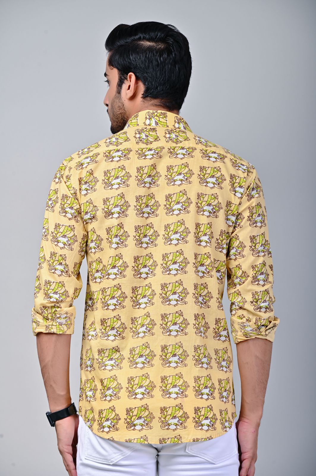 Yellow Turban Print Men’s Full Sleeve Shirt