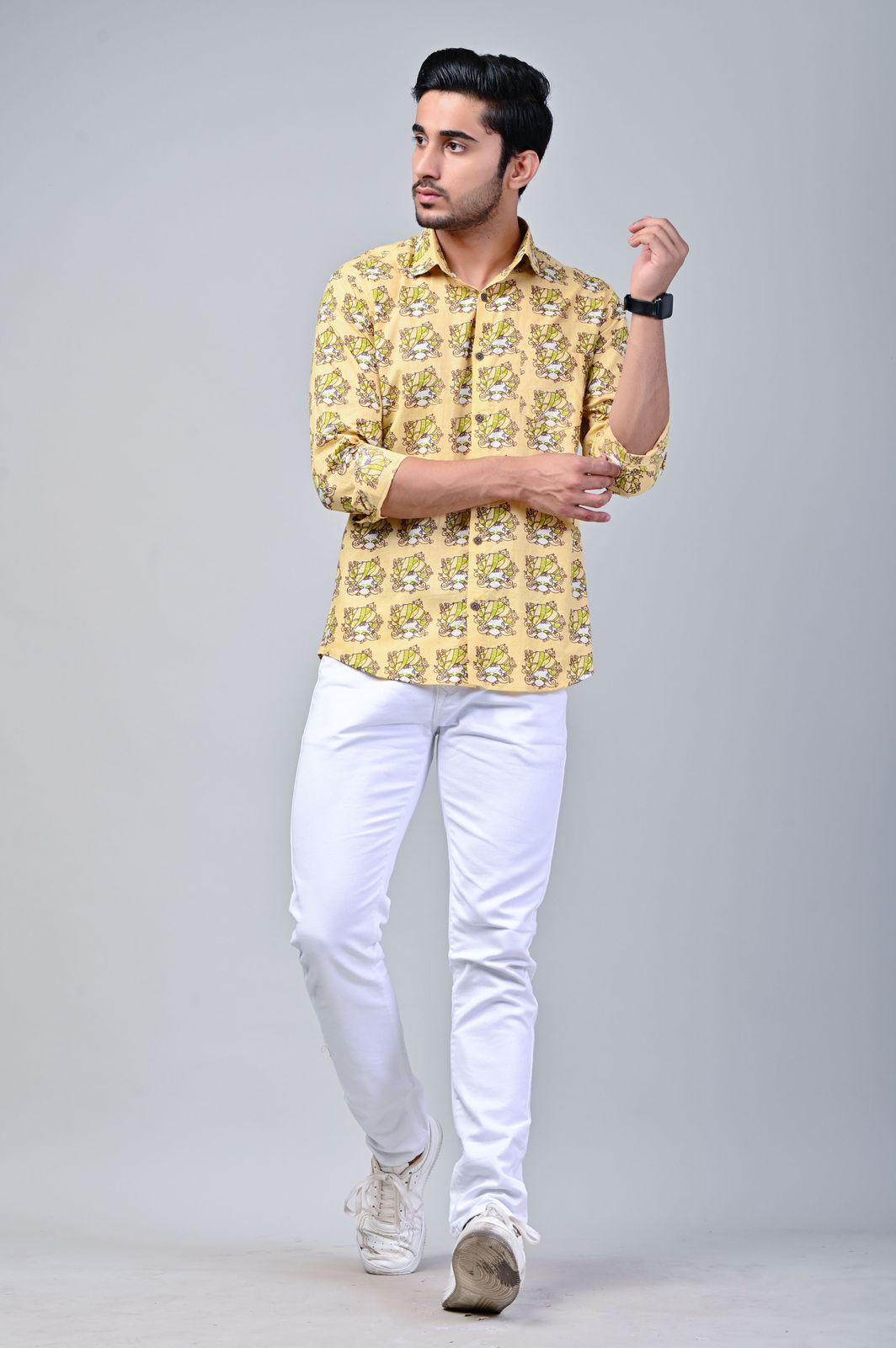 Yellow Turban Print Men’s Full Sleeve Shirt