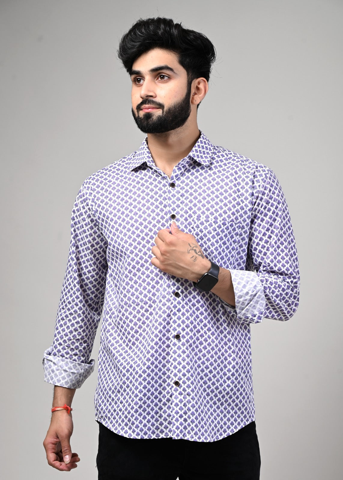 Lavender Delight Print Full Sleeve Shirt