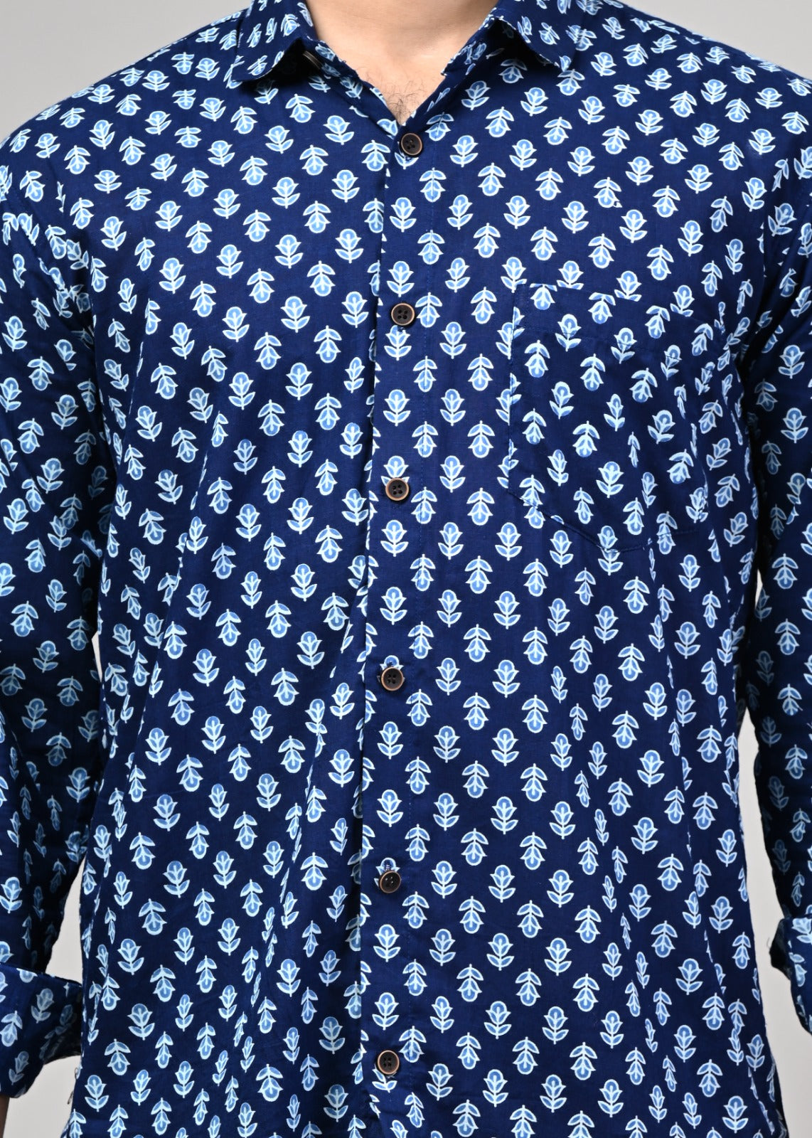 Indigo wildflower Print Full Sleeve Shirt