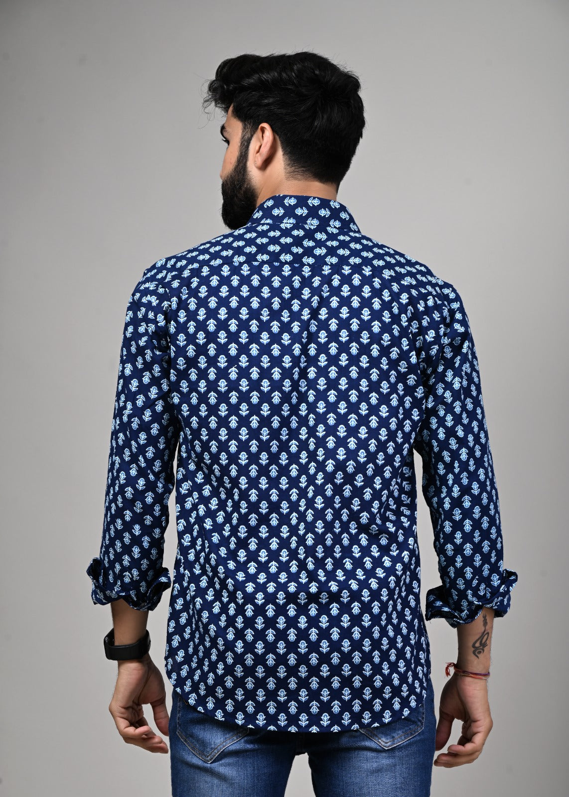 Indigo wildflower Print Full Sleeve Shirt