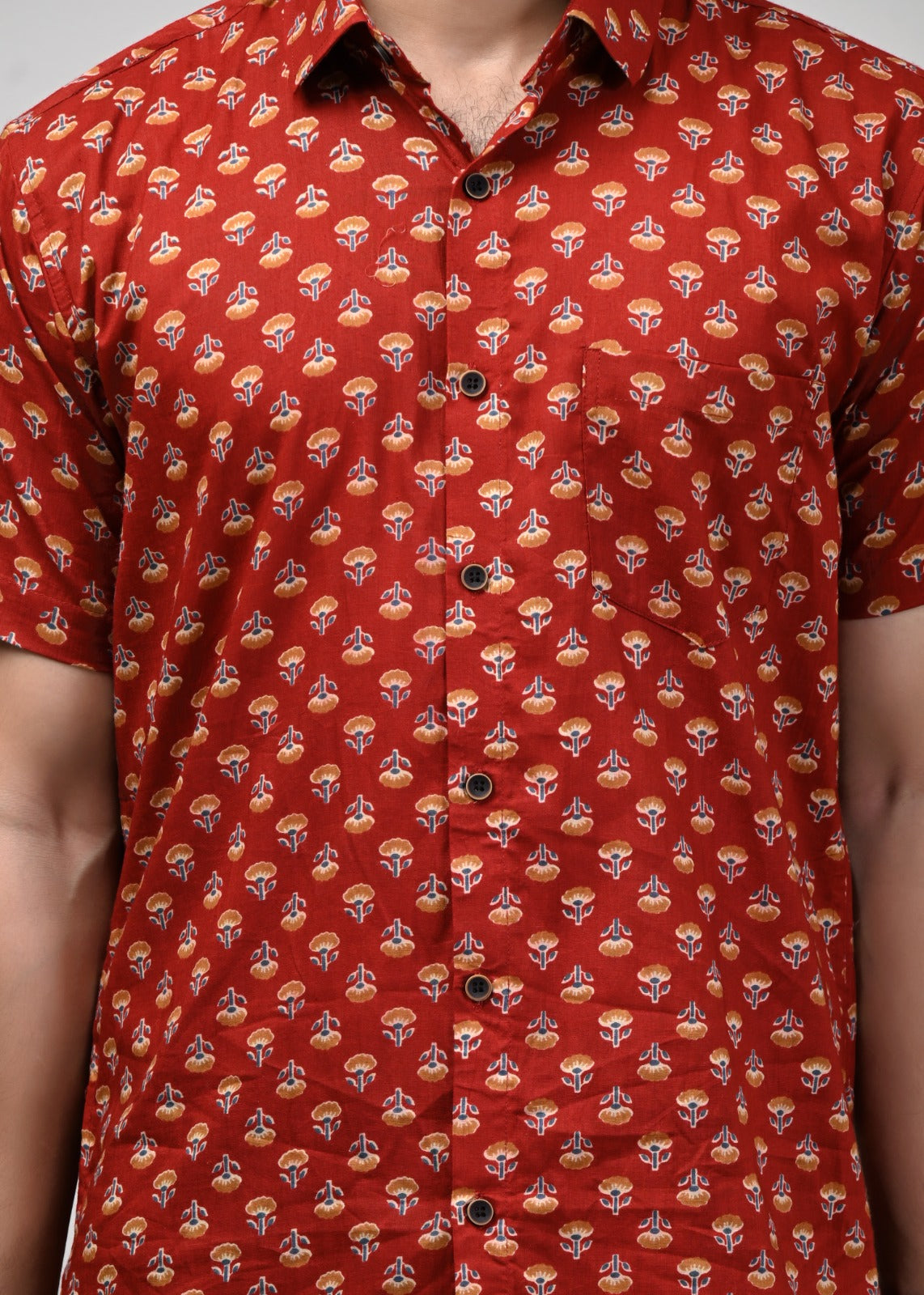 Fireburst Floral Fantasy Print Men’s Half Sleeve Shirt