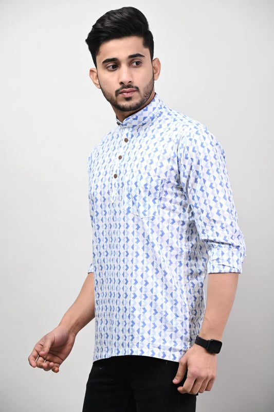 Blue Graphic Men’s Kurta Shirt