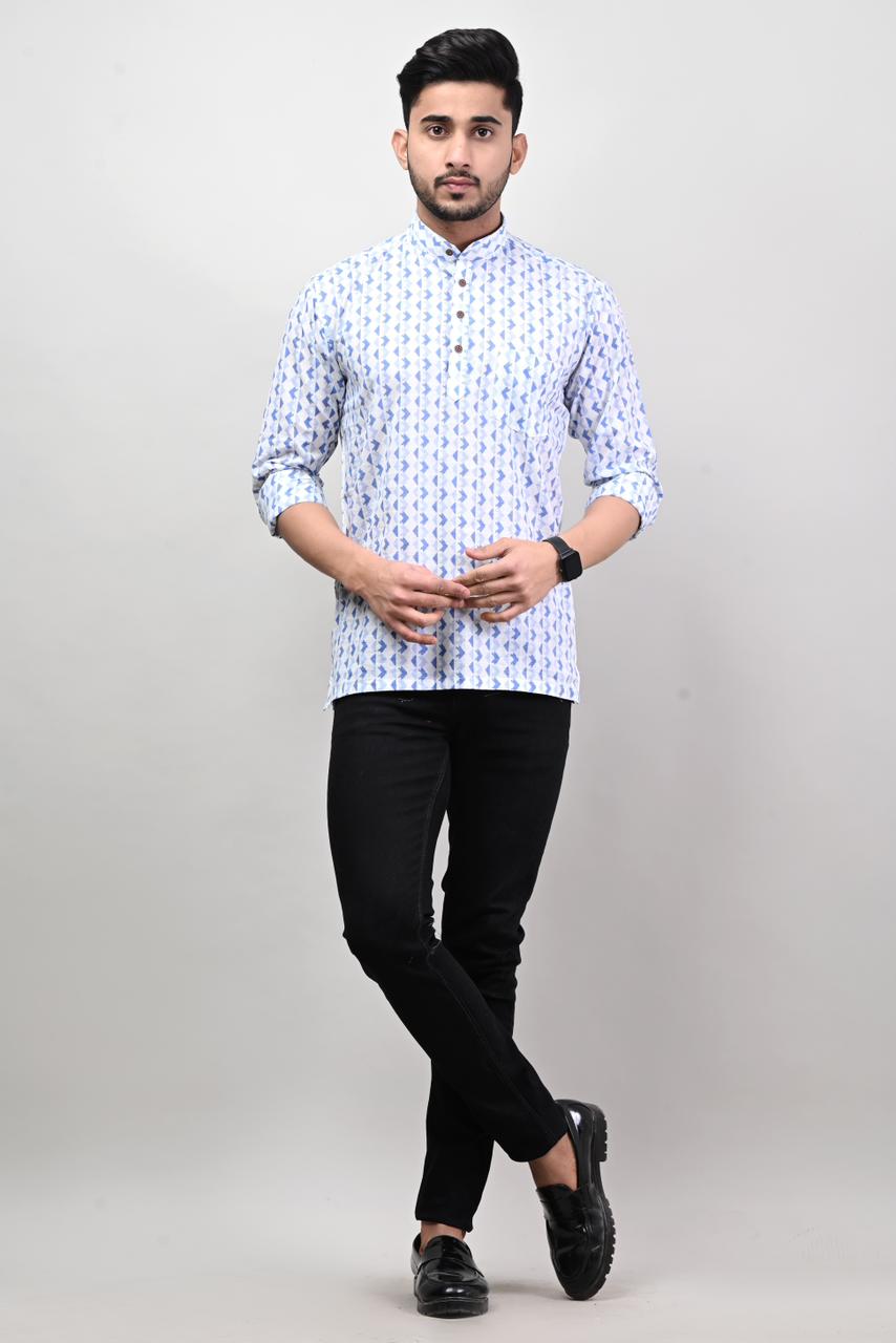 Blue Graphic Men’s Kurta Shirt