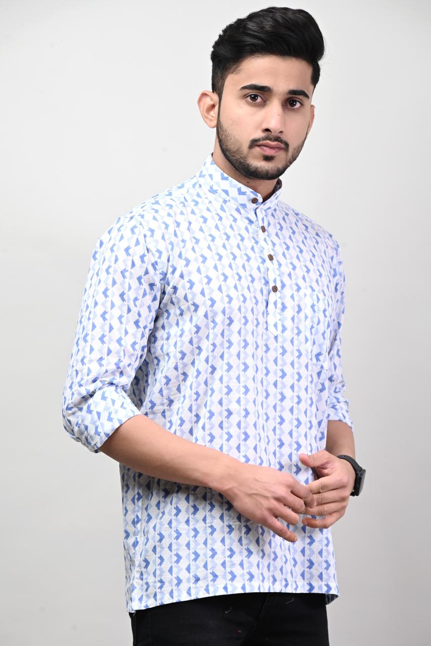 Blue Graphic Men’s Kurta Shirt